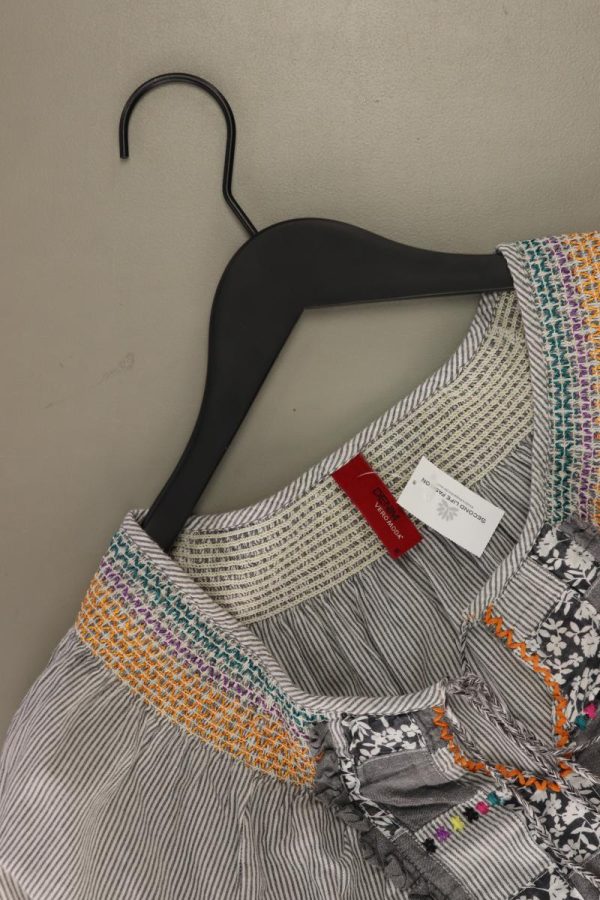 Vero Moda Rüschenbluse Gr. M gestreift 3 4 Ärmel grau aus Baumwolle Im Angebot – Bild 3